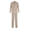 Beige Double-Breasted Suit with Chest Pocket