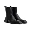 Black Leather Ankle Boots Square Toe