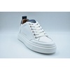White Blue Leather Flat Shoes