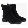 Women's Black Velour Ankle Boots with Leopard Print Detail Estro ER00115957