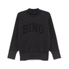 Black Jersey Sweatshirt with Logo Print