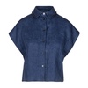 Linen Crop Shirt with Beaded Collar