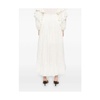 Ivory White Pleated Asymmetric Hem Skirt