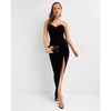 Black Velvet Ruched Heart Neckline Dress