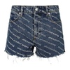 Deep Blue/White Logo Print High Waist Shorts