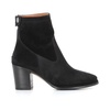 Black Suede Boots with Zipper and Button Closure