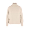 Beige Cashmere Turtleneck Sweater Embroidered