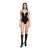 Black Microfibre Bodysuit with Deep V-neckline