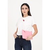 White Short Sleeve T-shirt with Red Heart Embroidery and Logo Print