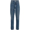Indigo Denim Trousers with Logo Embroidery