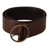 Elegant Brown Leather Belt with Engraved Buckle