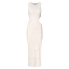 Elegant Long Cream Dress with Cut-out