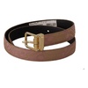 Rose Gold Leather Logo Engraved Metal Buckle Belt