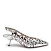 Studded Silver Leather Slingback Heels