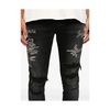 Black Ripped Jeans with Embroidered Motif