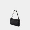 Black Leather Shoulder Bag with Gold-Tone Hardware