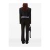 Black Wool Blend Elastic Waist Trousers