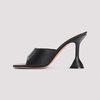 Black Leather Heeled Slippers
