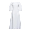 White Linen Midi Dress with Sleeves