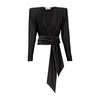 Black Deep V-neck Long Sleeve Top