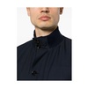 Navy Blue Silk Stand-Up Collar Jacket