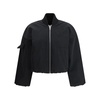 Ribbed Fleece Collar Bomber Jacket