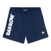 Blue Overall Shorts with Iridescent Detail