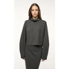 Heather Grey Ponte Top with Sculptural Sleeves