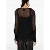 Black Silk Chiffon Wrap Blouse