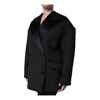 Black Double-Breasted Coat Jacket with Logo