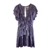 Short Flared Dress with V-Neck