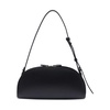 Black Leather Shoulder Bag with Zipper