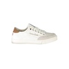 White Polyester Sneakers with Lace-Up, Contrast Details, Logo