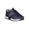 Blue Polyester Sneaker with Laces and Logo