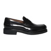 Black Leather Rubber Sole Moccasin
