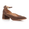 Brown Leather Square Toe Heels