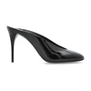 Patent heeled mules