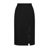 Black Wool Midi Skirt with Slit