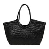 Black Shopper Bag with Woven Design