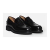 Black Leather Rubber Sole Moccasin
