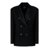 Black Wool Twill Double-Breasted Jacket