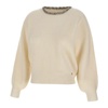 White Ribbed Wool Sweater with Rhinestones
