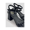 Black Leather Sandal with Decorated Straps