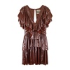 Short Dress with V-Neck and Ruffles