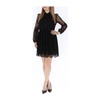 Black Long Sleeve Mixed Fabric Dress
