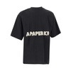 Black Cotton T-shirt with Beaded Logo