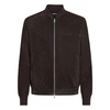 Brown Bomber Jacket with Knit Edges