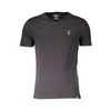 Black Cotton V-Neck Logo T-Shirt
