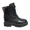 Black Leather Lace-Up Boots with Studs