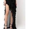 Black Velvet Deep V-neck Dress with Crystal Buckle